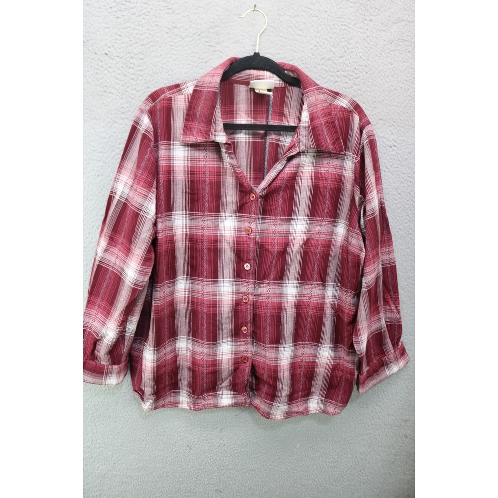 Essentials by Maggie Embroidered Button Down Top-22/24-Western-Plaid-Cowgirl